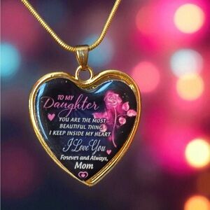 Fine jewelry gold plated Heart pendant- To‎ My  Daughter